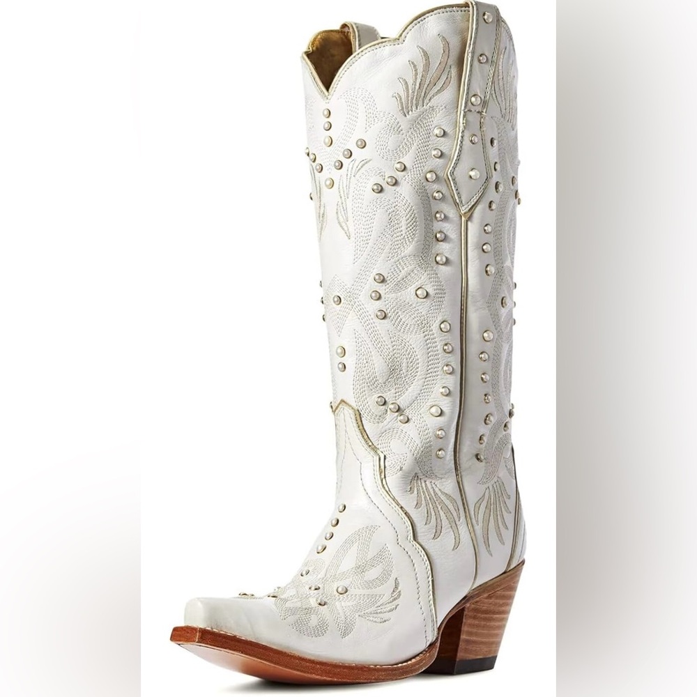 White Studded Cowboy Boots NWOT